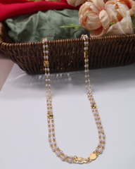 Double layer pearl mala with gold beads