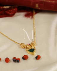 Traditional Green Palakka Pendant with Antique Gold Side Balls