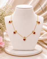 Pallavi Palakka Invisible Necklace - Red
