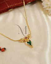 Gopi-Shaped Palakka Pendant Necklace in Antique Gold Finish