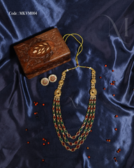 Elegant Multi-Layer Temple Necklace Set with Earrings