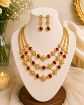 Ruby Tara Three Layer Necklace Set ❤️