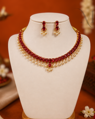 Ruhika Ruby & Pearl Necklace Set