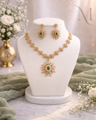 Premium Green Stone Designer Necklace Set