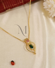 Antique Gold Framed Nagapadam Pendant Necklace with Ruby Accents
