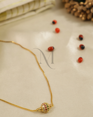 Antique Gold Necklace with Multicoloured Stone Ball Pendant