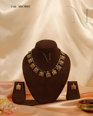 Regal Heritage Gold-Toned Temple Necklace Set