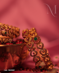 Gold-Plated Heart-Motif Kada Bracelet Set