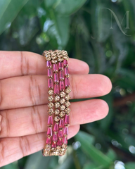 Zarmina Premium Stone Bangles - Ruby Pink