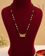 Short Mangalsutra with gold and AD stones pendant