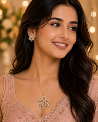 Pooja AD stone pendant and earring set