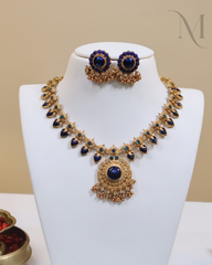 Non idol blue stone necklace set