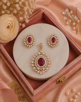 Vajra AD stone pendant earring set
