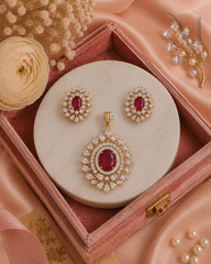 Vajra AD stone pendant earring set