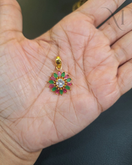 Manika Ruby Emerald Blossom Pendant 🌸