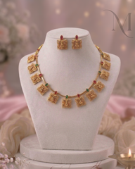 Regal Heritage Gold-Toned Temple Necklace Set