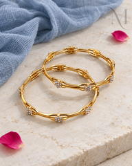 Manika Sparkle – Premium White Stone Bangles ✨
