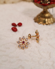 Ramanika Premium Impon Studs - Red