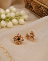 Ramanika Premium Impon Studs - Green