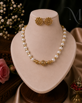 Pearl & Gold Beads Necklace Set 🤍✨