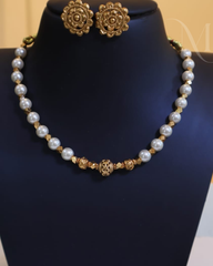 Pearl & Gold Beads Necklace Set 🤍✨