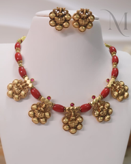 Rajashree Coral Temple Necklace Set