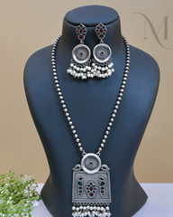 Premium Silver Replica Pendant Haram Set