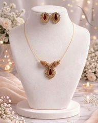 Invisible Nagapadam Style Necklace – Red