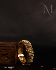 Gold-Toned Kundan Kada with Pearl Tassels