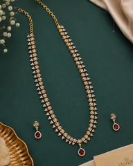 Premium Diamond Replica Haram with Ruby Drop Pendant