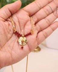 Ruby Crystal Bead Non idol Necklace