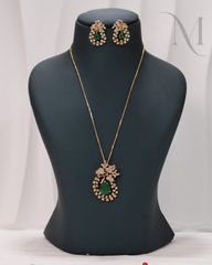 Premium Green Stone Pendant & Earrings Set