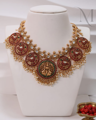 Antique Lakshmi Peacock Kemp Pushpa Chakra Temple Necklace