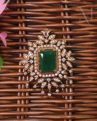 Emerald with White AD stones Pendant