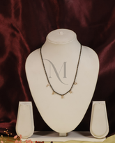 Black Bead Chain Mangalsutra with Elegant White CZ Accents