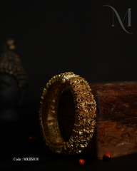 Antique Gold-Toned Temple Kada with Ruby Accents