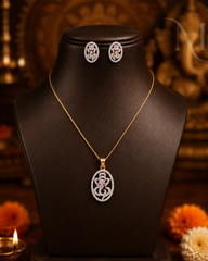 Diamond Replica Ganesha Pendant Set