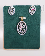 Diamond Replica Ganesha Pendant Set