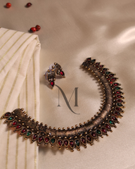 Matte Finish Heritage Choker Set with Ruby-Emerald Accents