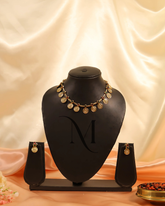 Matte Gold Kasu Mala Necklace Set with Thread Tie & Matching Studs