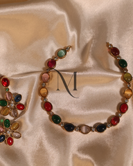 Multicolor Cabochon Necklace with Elegant Crystal Highlights