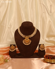 Traditional Lakshmi Pearl Temple Necklace Set