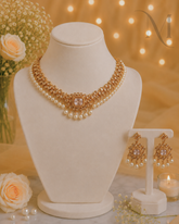 Midnight Pearl Choker Set - White Stone