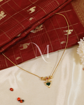 Traditional Green Palakka Pendant with Antique Gold Side Balls