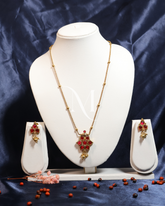 Elegant Red Meenakari Pendant Necklace Set