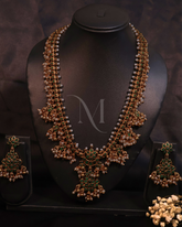 Emerald Bloom: Pearl-Layered Bridal Haram Set