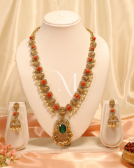 Temple Majesty: Lakshmi & Peacock Motif Haram Set