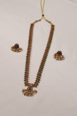 Traditional Ruby and Emerald Long Necklace Set