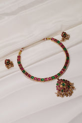 Regal Ruby and Emerald Choker Necklace Set