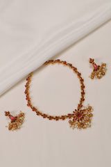 Elegant Ruby Floral Necklace Set